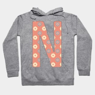 MONOGRAM LETTER N PINK FLORAL TYPOGRAPHY DESIGN Hoodie